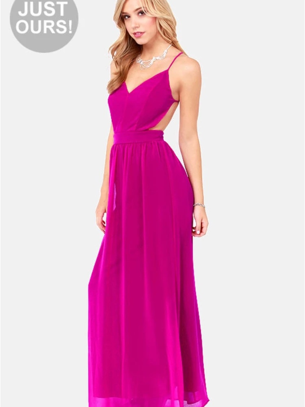 LULUS Exclusive Rooftop Garden Backless Magenta Maxi Dress